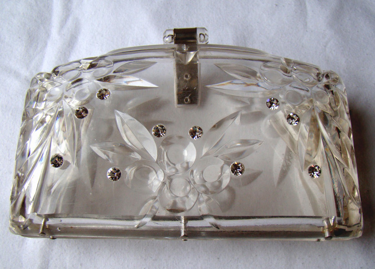 Vintage Handbags, Clear 1950's Purse - 50's Lucite Purse