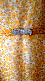 rhinestone belt on 1930s dress