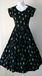 vintage flower print 1950's dress