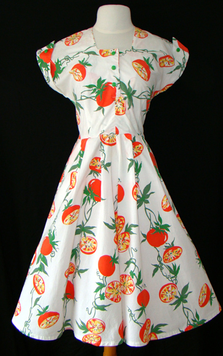 Vintage 1950 S Dresses Novelty Print 50 Dress Tomato 1950 S Novelty Print Dress