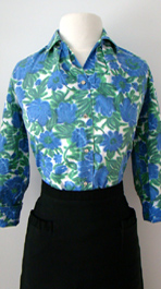 blue floral 1960's top