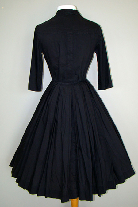 Vintage 1950's Dresses - Black Shirtwaist 1950's Dress